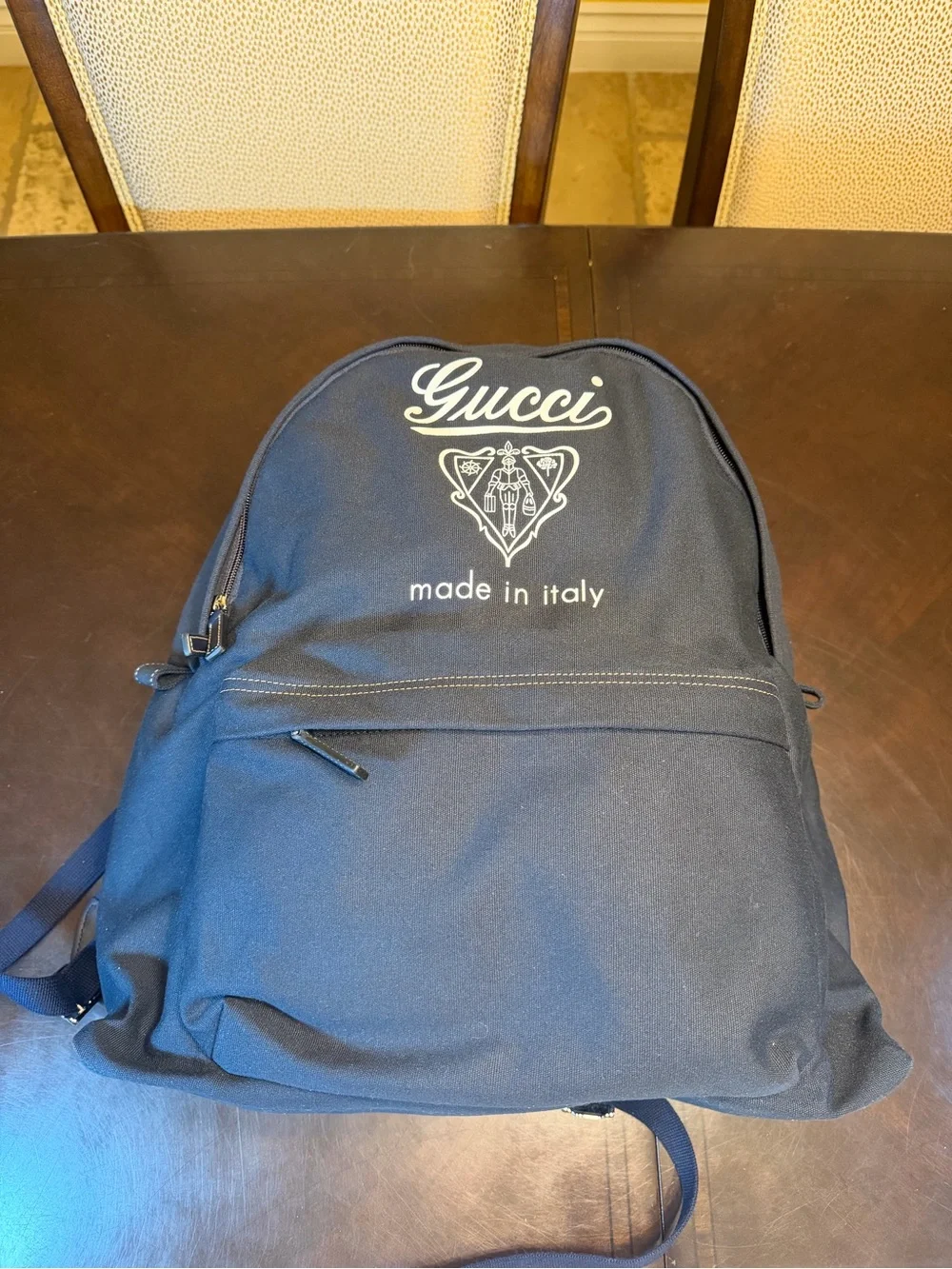 New Authentic Gucci Logo Black Canvas Backpack